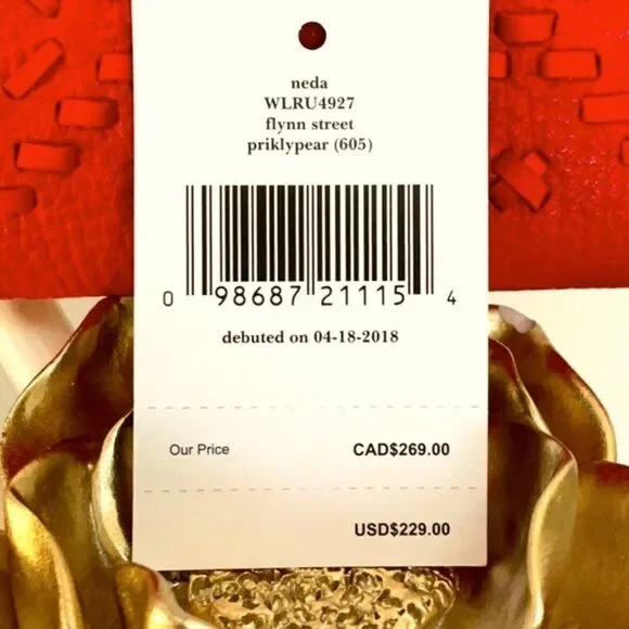 KATE SPADE NWT NEDA WALLET FLYNN ST PRIKLY PEAR LEATHER DETAILED WITH STITCHING - Picture 5 of 7